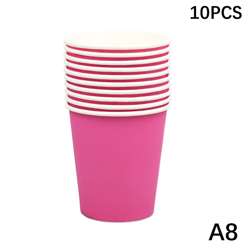 10PCS 9oz Solid Color Disposable Paper Cups