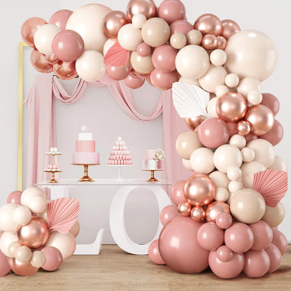 Blush retro Pink Ivory white Balloons Garland arch