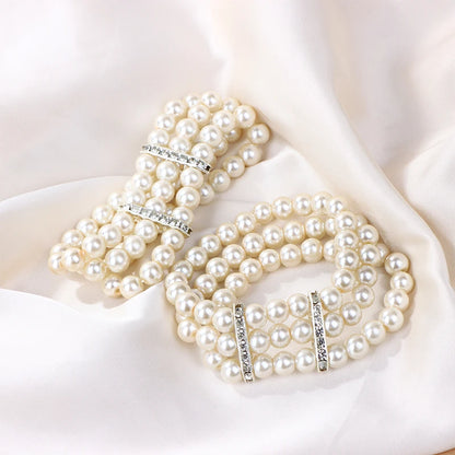 Bracelet simulated pearl multilayer beaded