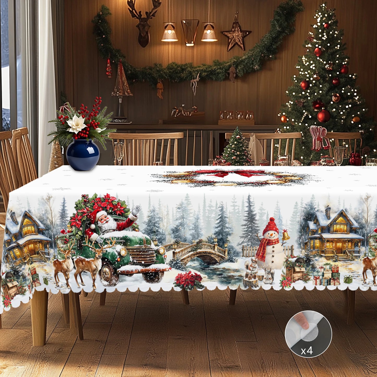 Christmas Tablecloth – Santa & Snowman