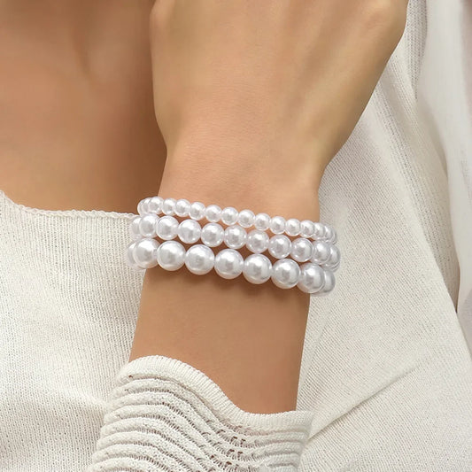 Girth Elastic Bracelet 5-10mm Imitation Pearl 18cm