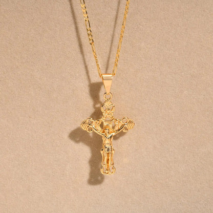 Gold plated Jesus Cross necklac