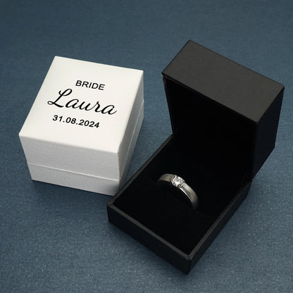 Set of 2 Personalized custom names and date ring box