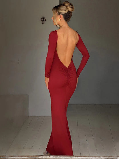 Alise Hugcitar Long Sleeve Backless Dress