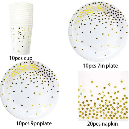 Gold Polka Dot Party Tableware Set