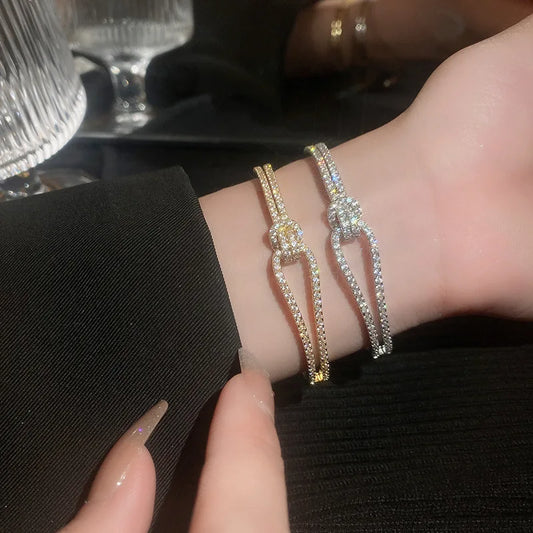 Knotted cubic Zirconia open Bracelets