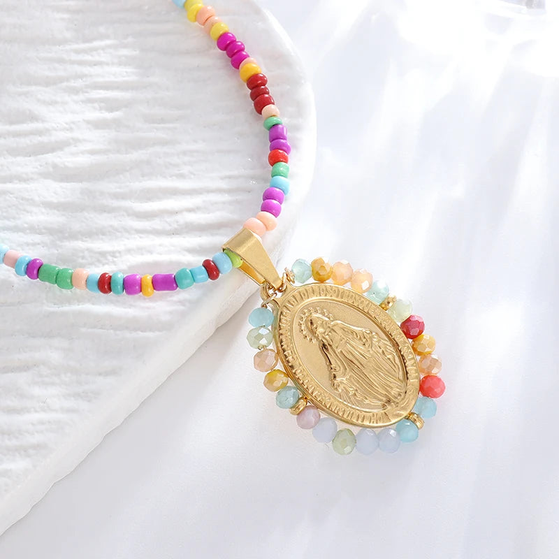 Catholic virgin Mary pendant necklace