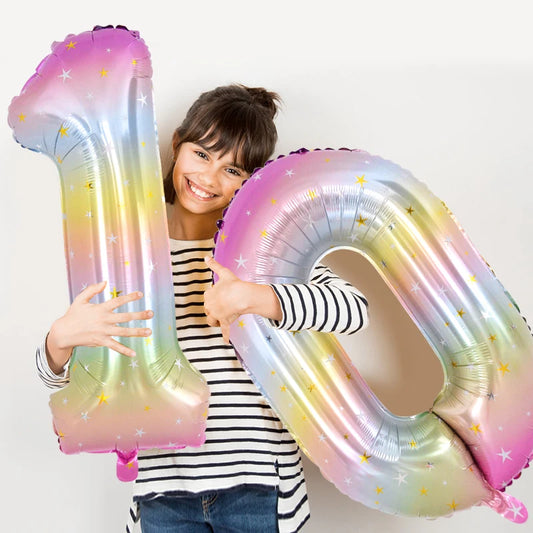 Rainbow Unicorn balloon number foil 40inch