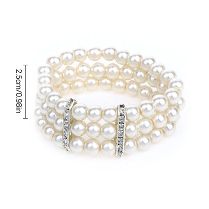 Bracelet simulated pearl multilayer beaded