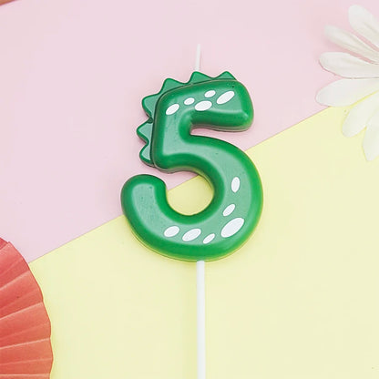 Green Dinosaur numbers 0-9 cake candle