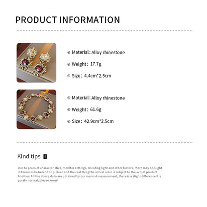 Rimma Purple Rhinestone Necklace & Earrings Set