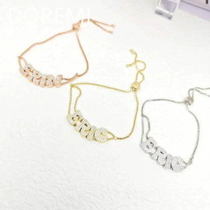 Sivana Doubel Crystal Zircon name customized Bracelets