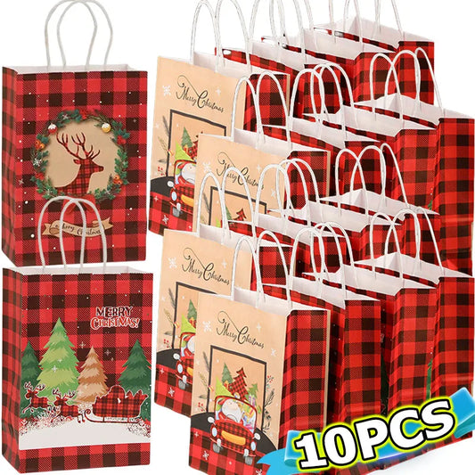 Christmas Kraft Gift Boxes with Handle