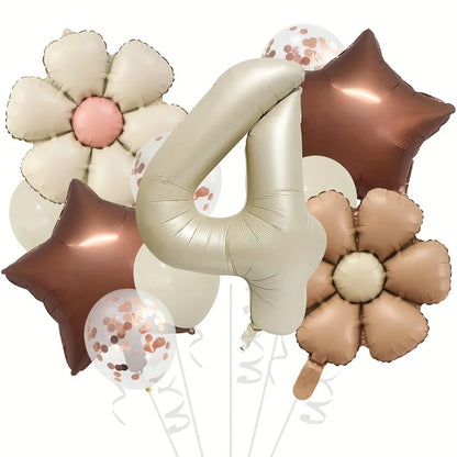 Cream & Brown stars balloons number 12pcs/set