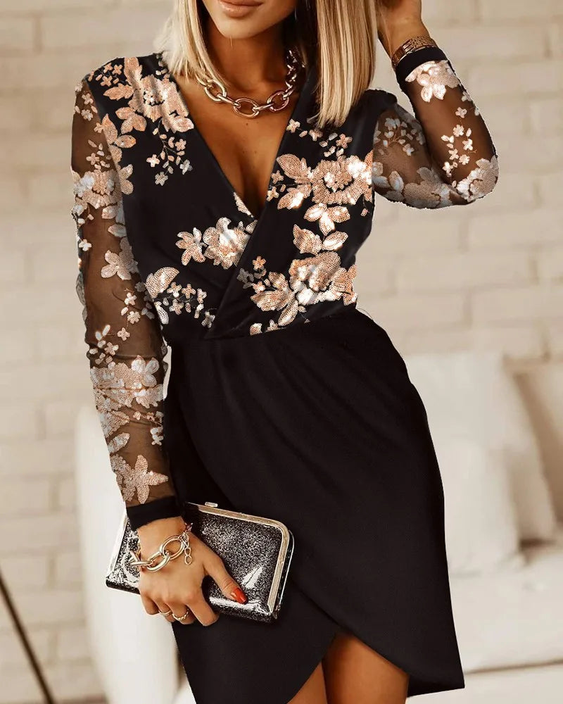 Syrano Sequin Patchwork Short Dress