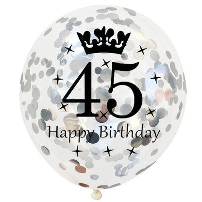 12in Crown Number Confetti Balloons