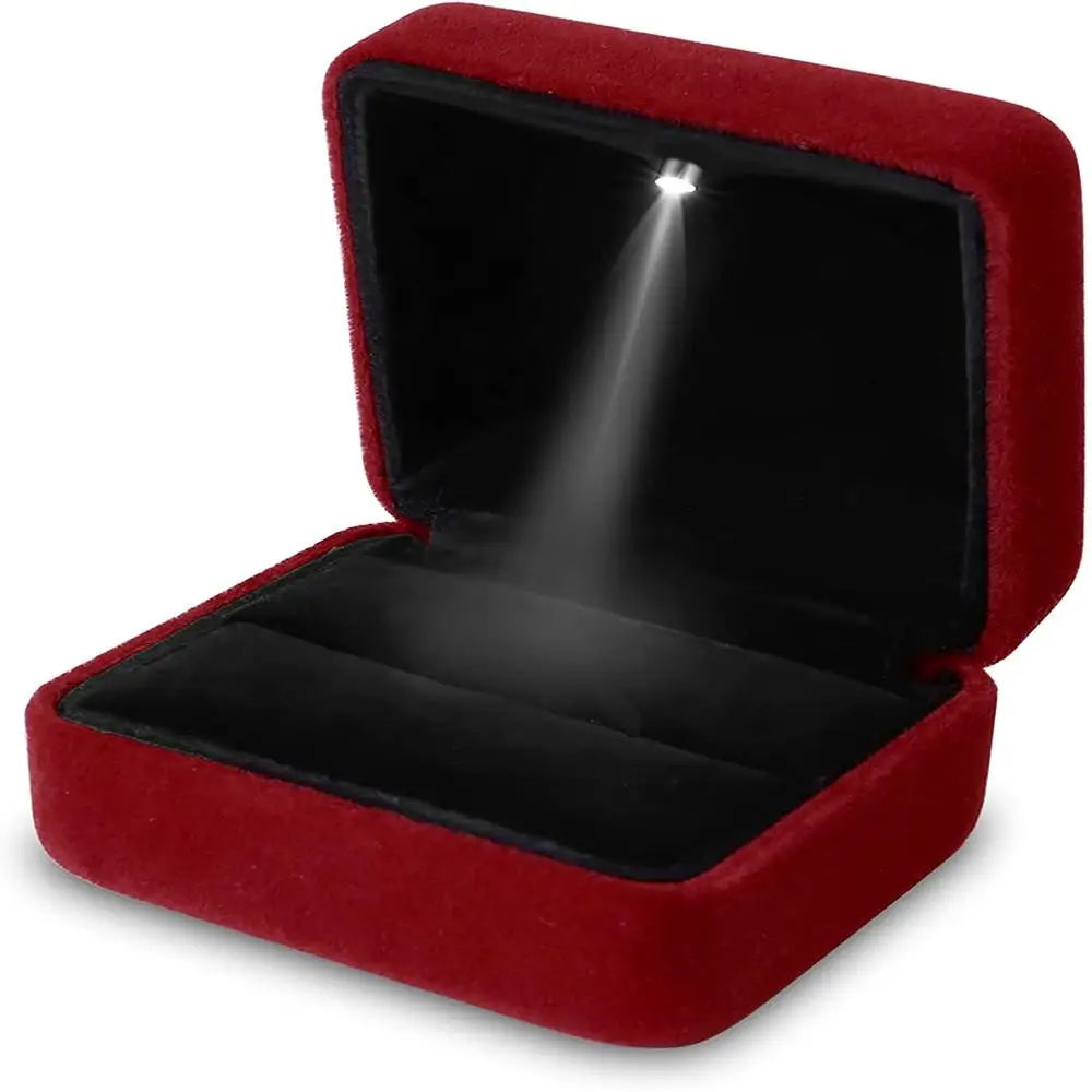 LED Light double rings box for wedding