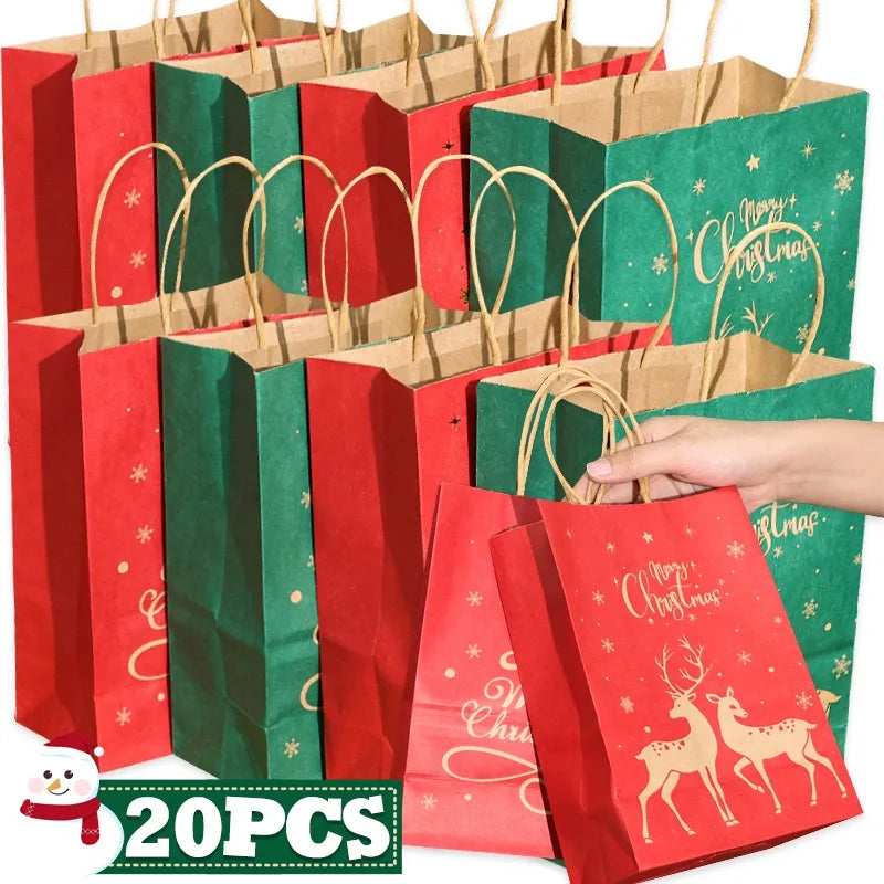 Xmas Party Kraft Gift Bags 1/20PCS