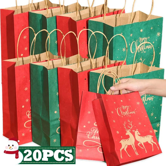 Xmas Party Kraft Gift Bags 1/20PCS