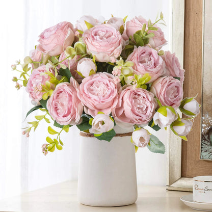 Artificial flowers fake white Peonies bouquet