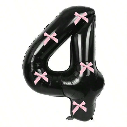 Pink Bow balloons number