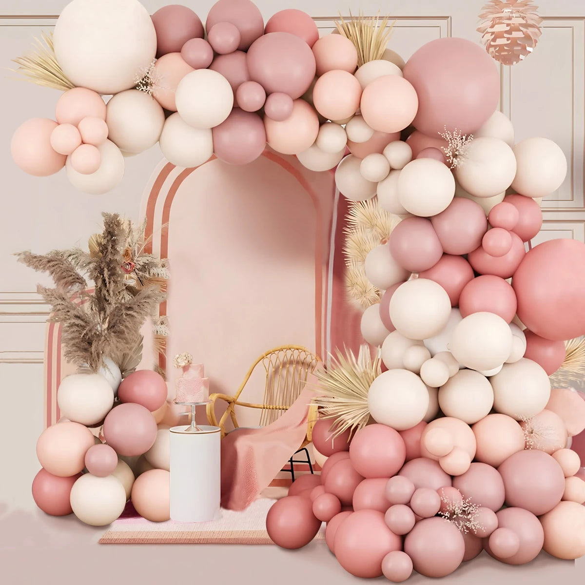Pink Pastel Macaron Balloons Garland Arch