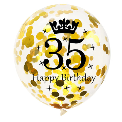 12in Crown Number Confetti Balloons