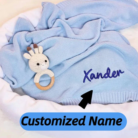 Personalized name baby blanket children chunky