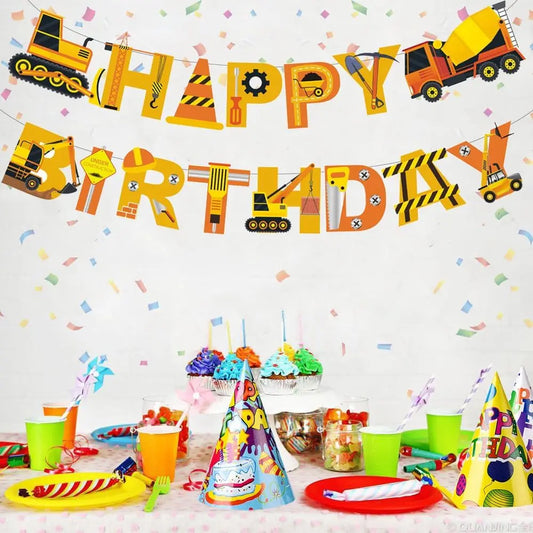 Construction party decorations kit