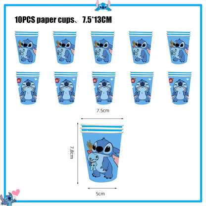 Disney Stitch Birthday Party Decoration Supplies New Lilo Stitch Balloon Baby Shower Aloha Paper Cups Plates Napkins Tablecloth