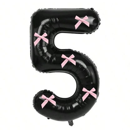 Pink Bow balloons number