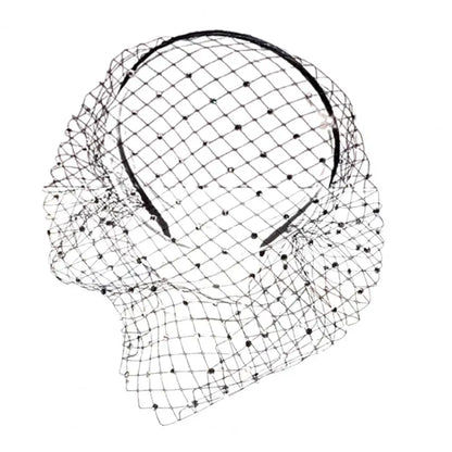 White headband veils Rhinestones hoop