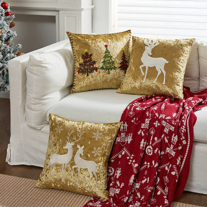 Gold Holiday Throw Pillow Cover 18×18