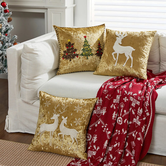 Gold Holiday Throw Pillow Cover 18×18