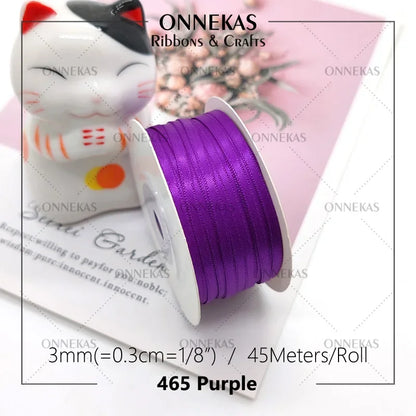 Satin ribbon 100% polyester (45M) 3mm