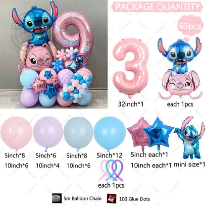 Cartoon Lilo&Stitch  Balloon 63pcs