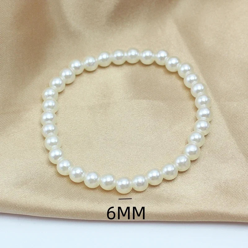 Girth Elastic Bracelet 5-10mm Imitation Pearl 18cm