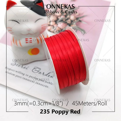 Satin ribbon 100% polyester (45M) 3mm