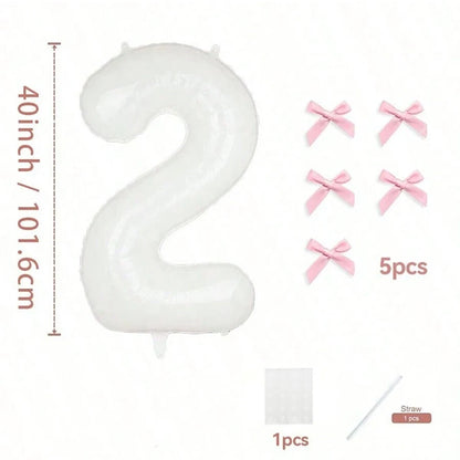 Pink Bow balloons number