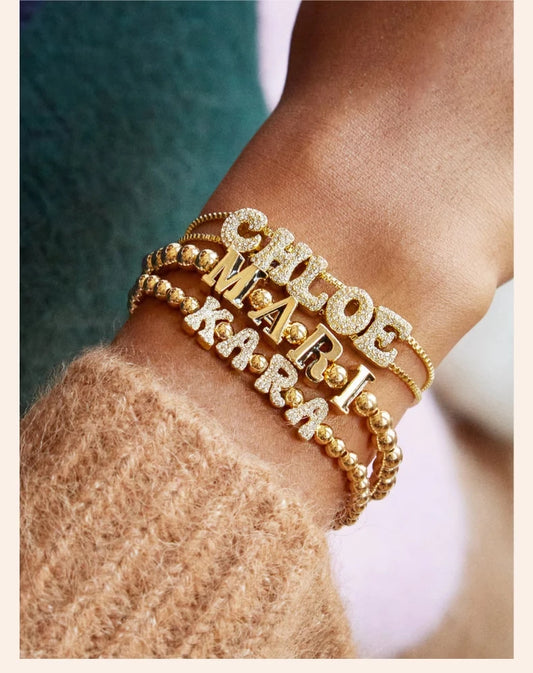 Sivana Doubel Crystal Zircon name customized Bracelets