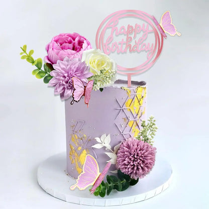 Happy birthday flower cake toppers