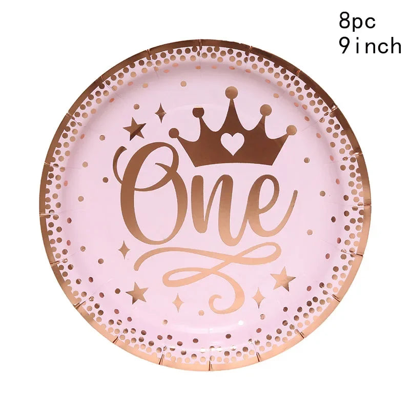 1 year Crown , Pink white rose