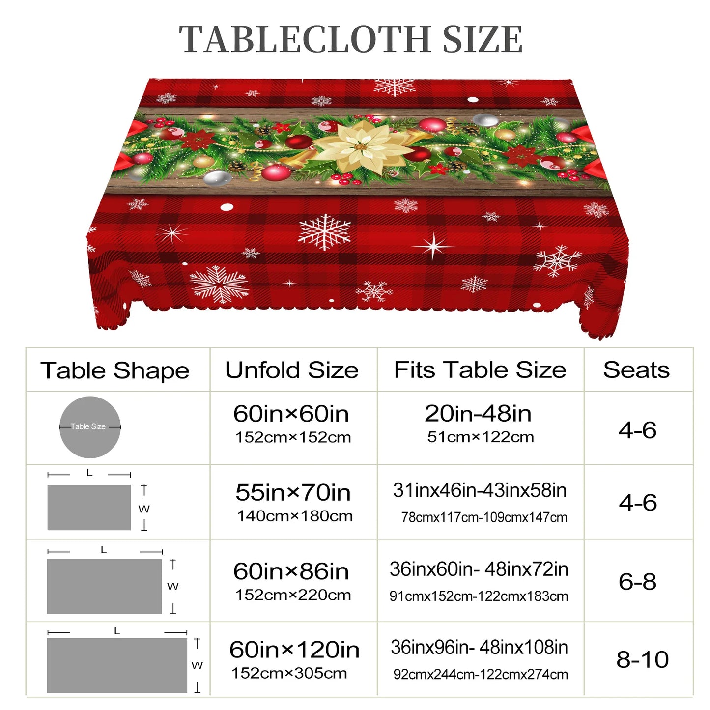 Christmas Dining Table Cover – Red Holly & Bow