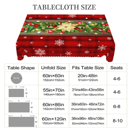 Christmas Dining Table Cover – Red Holly & Bow