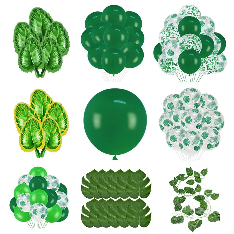 Jungle party green latex balloons