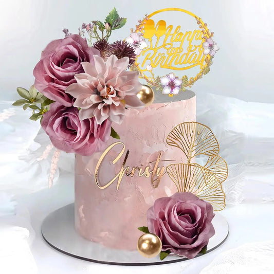Purple flower cake toppers