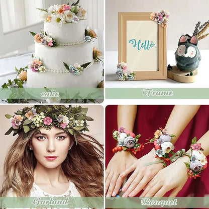 Mini flowers heads Silk for decoration and accessories 50PCs