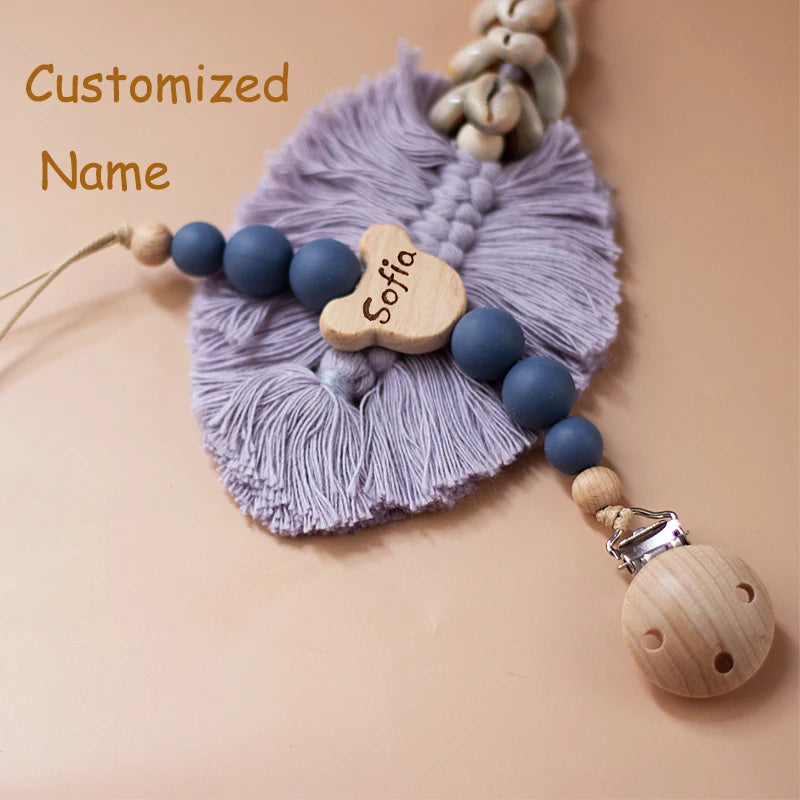 Custom name pacifier bead Silicone and Wooden dummy