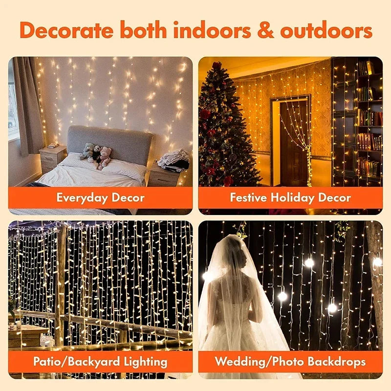 3M LED Curtain String Lights (8 Modes)