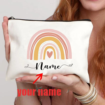 Rainbow custom name makeup bag